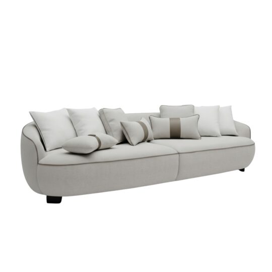 Sculptural Curved Sofa with Contrast Piping