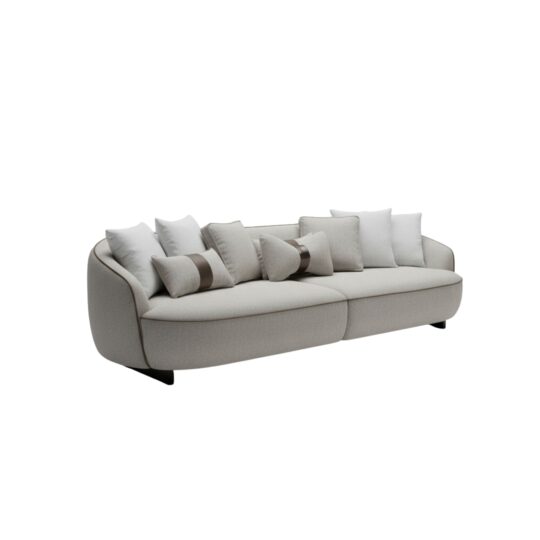Sculptural Curved Sofa with Contrast Piping