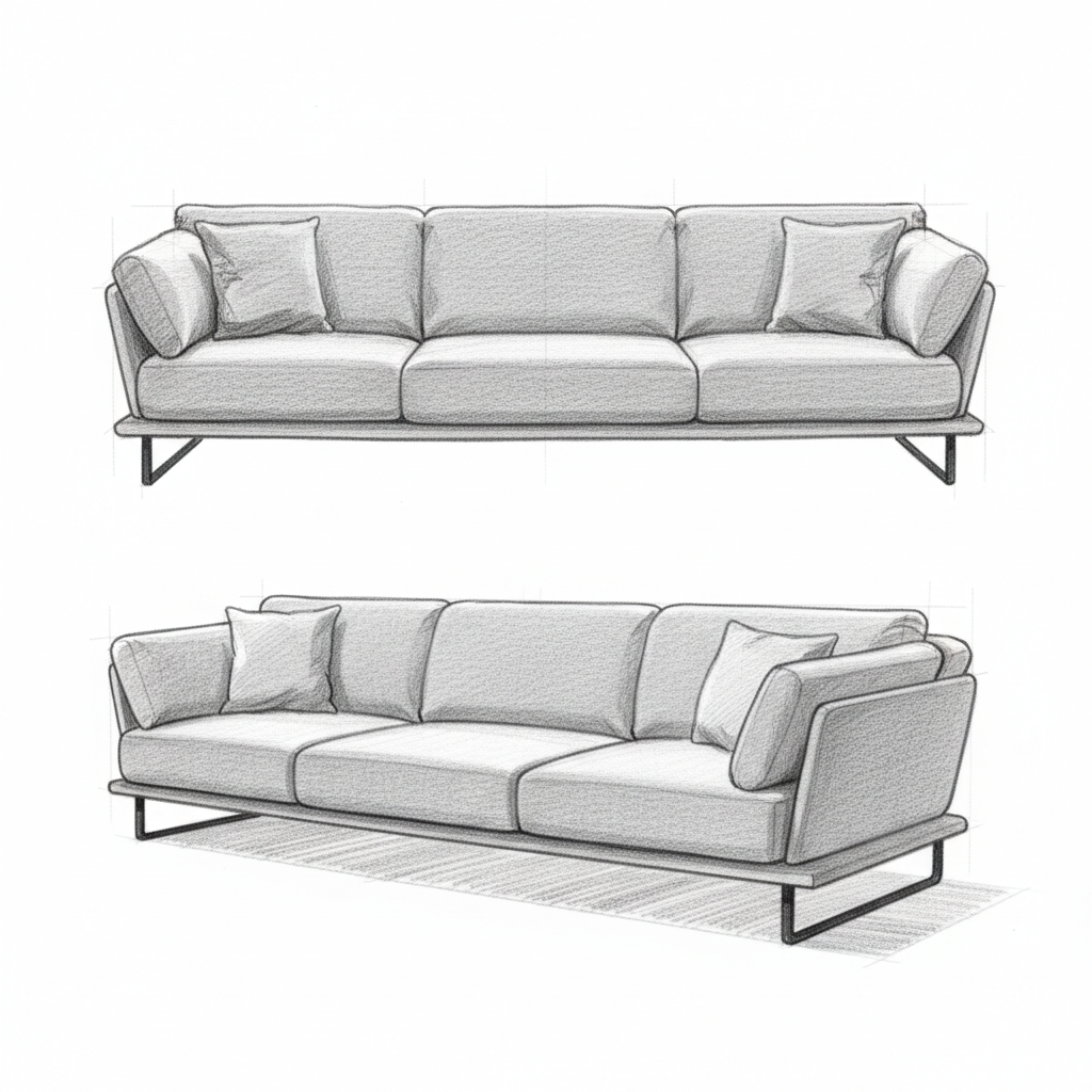 Minimalist Urban Three-Seater Sofa - Image 4