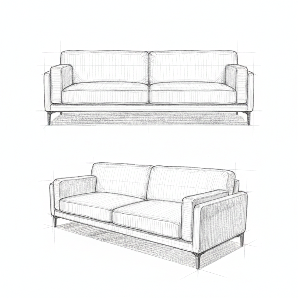 Mid-Century Modern Textured Sofa - Image 2